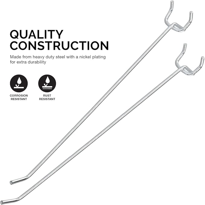 Neiko 53104A 8” Pegboard Hook Organizer Kit, 50 Pack, Hanging Hooks Set - Image 2