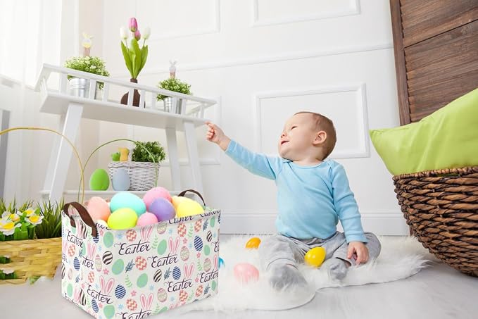 Rectangular Easter baskets, Kids Easter Basket Organizer.Cute Storage Basket - Image 3