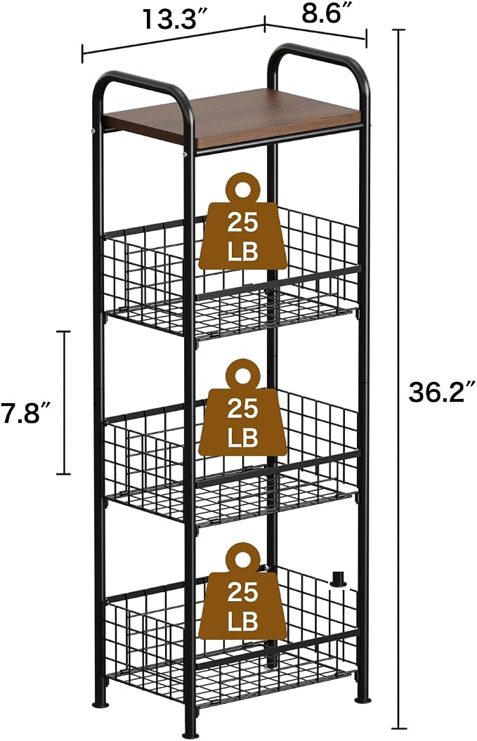wonline 4 Tier Slim Metal Storage Cart - Image 2