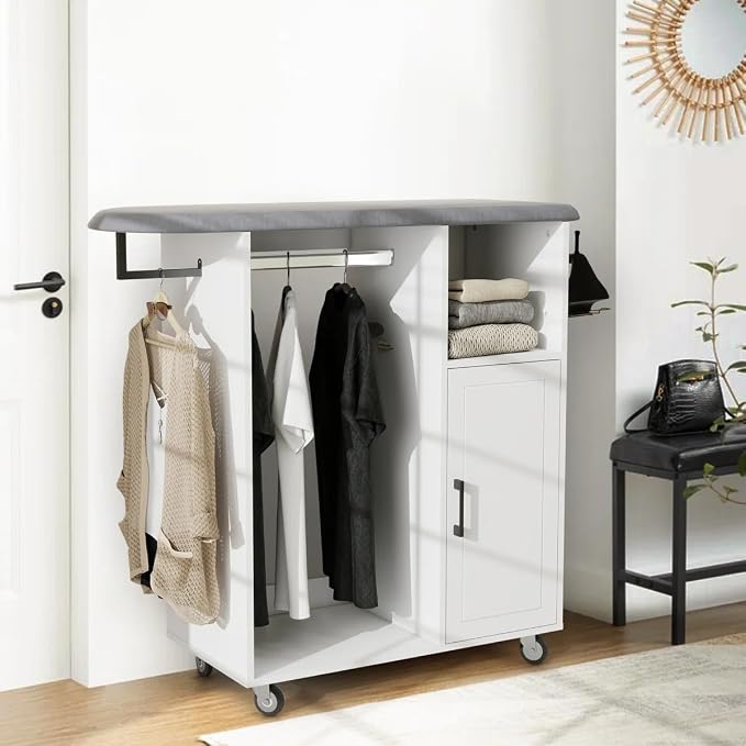 Ironing Cart with Rolling Ironing Board, Mobile Laundry Table - Image 2