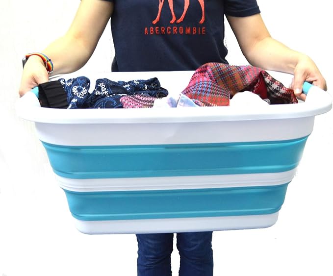 SAMMART 41L Collapsible Plastic Laundry Basket-Foldable Pop Up Storage - Image 7
