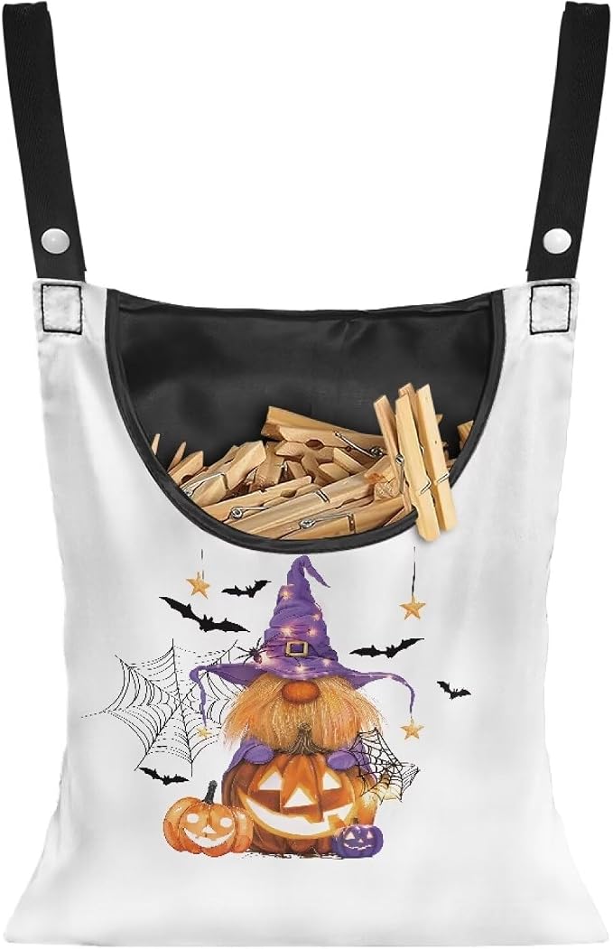 Halloween Jack-O'-Lantern Clothespin Bag Holder Large Capacity Pin Collector Bag by Psesaysky