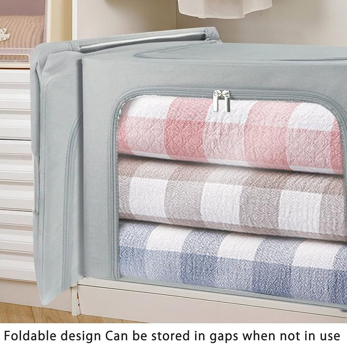 Clothes Storage Box Bins Stackable Foldable Organizer, Sturdy Handles - Image 6