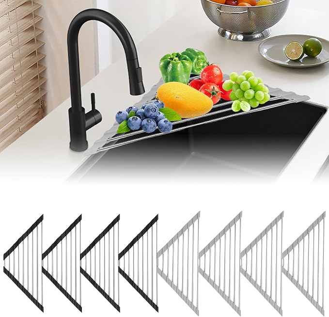 8Pcs Triangle Dish Drying Rack, Corner Stainless Steel Draining Rack, Foldable by Unknown