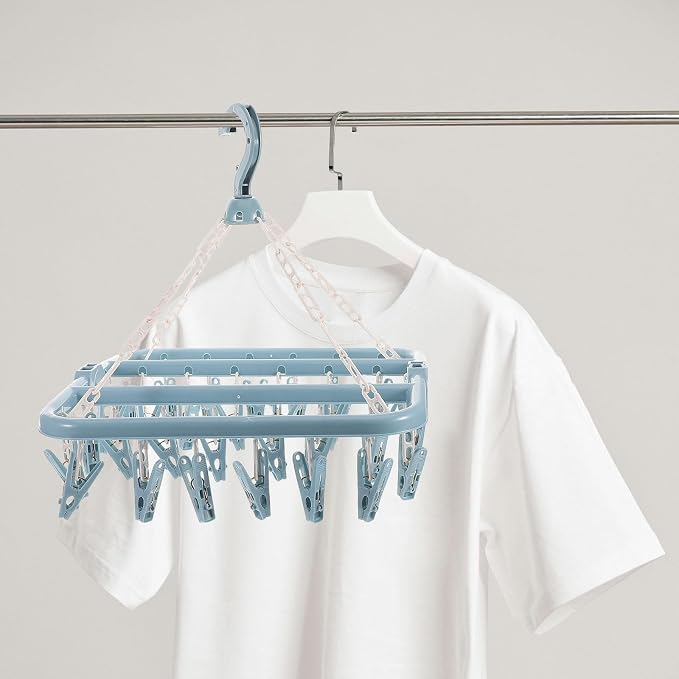 ARTIBETTER 32-Clips Plastic Clothes Drying Rack Hanger Set, Windproof Sock Clip - Image 7