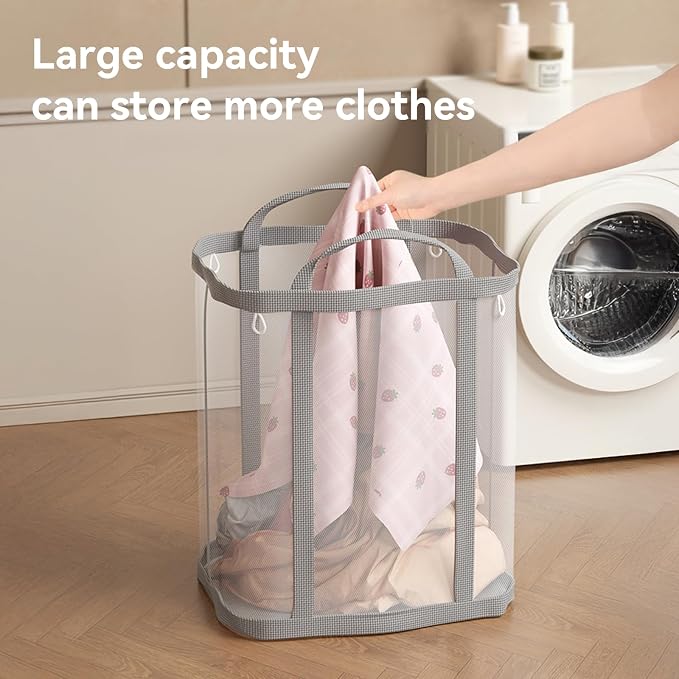 Portable Laundry Hamper, Mesh Laundry Tote - Image 6