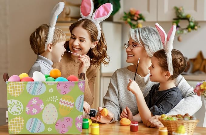 Rectangular Green Easter Basket, Easter Gift Basket Empty, Toys/Books Box - Image 3