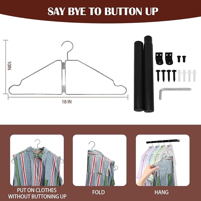 4 Pack Space Saving Hangers for Clothes, Foldable Metal Hangers - Image 3