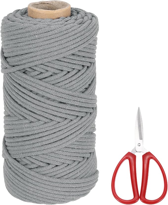 MECCANIXITY Braided Macrame Cord, 4mm x 109 Yards Natural Cotton Rope Macrame by MECCANIXITY