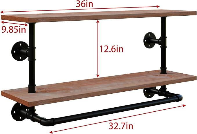 Clothes Rack 36in, 2 Tier Wall Mounted Garment Rack - Image 4