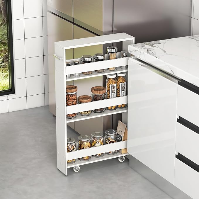 Slim Storage Rolling Cart, 4-Tier Side Out Shelving Unit - Image 7