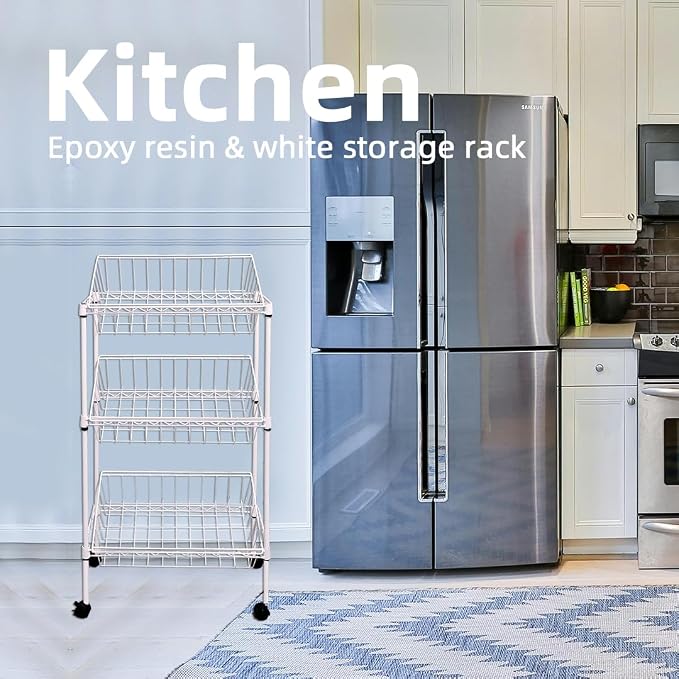 NSF white 3-layer storage rack, kitchen basket rack, vegetable tableware sorting - Image 7