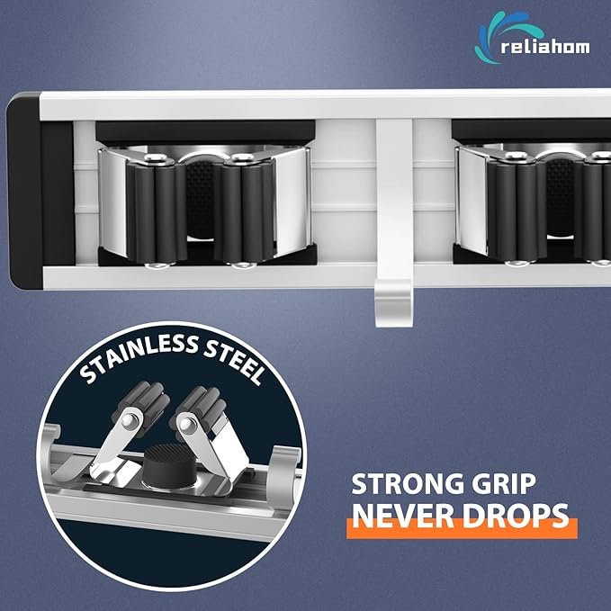 reliahom Broom Holder Wall Mount, 5 Racks - Image 3