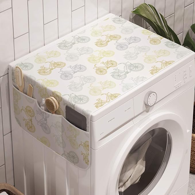 Ambesonne Bicycle Washing Machine Organizer, Classic Design Bicycle Drawings of by Ambesonne