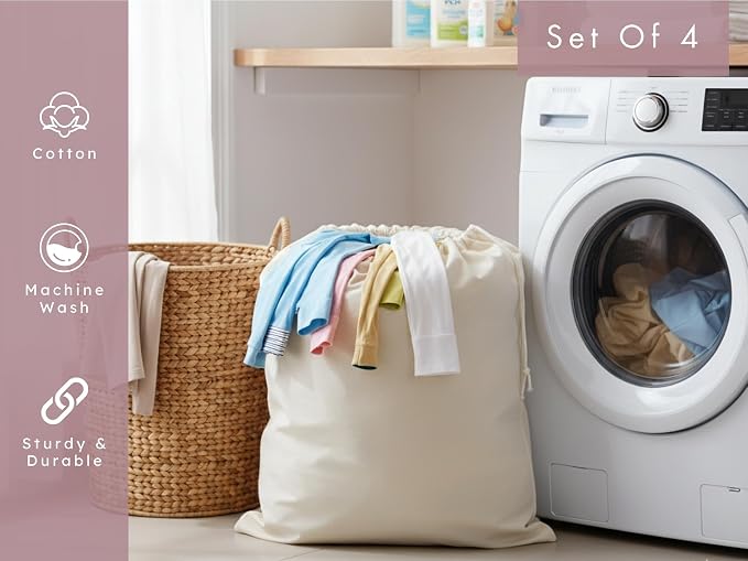 PurpleEssences Laundry Bag Durable Clothes Drawstring Bag Machine Washable - Image 3