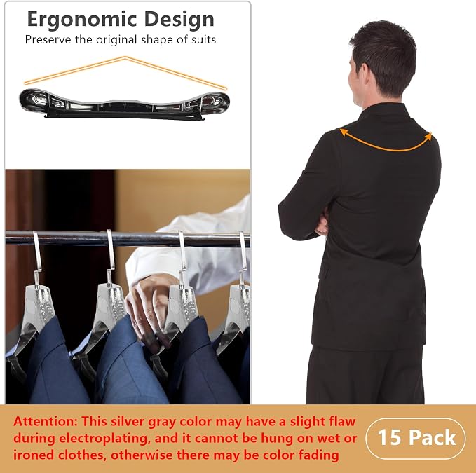 DEDU Suit Hangers for Men 15 Pack, Thick Plastic - Image 4