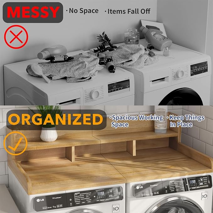 Washer Dryer Countertop with Shelf, Double Layer Organizer - Image 7