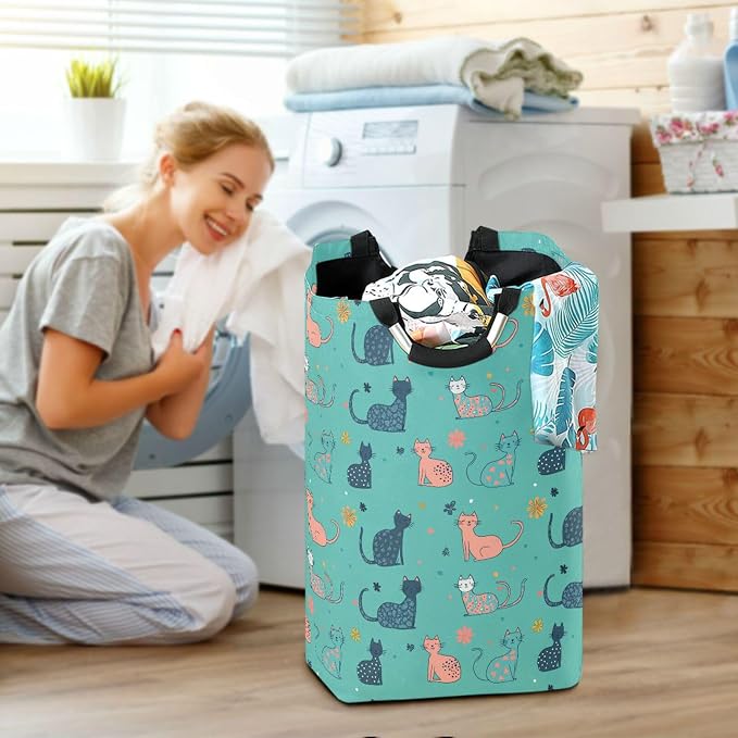 Sweet American Curlcats Turquoise laundry baskets collapsable and waterproof - Image 6