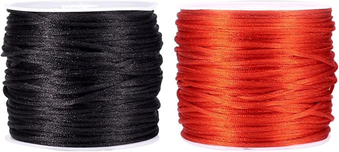65.6 Yards 1mm Nylon Satin Cord Rat Tail String Red Black Beading Trim Cord Roll - Image 7