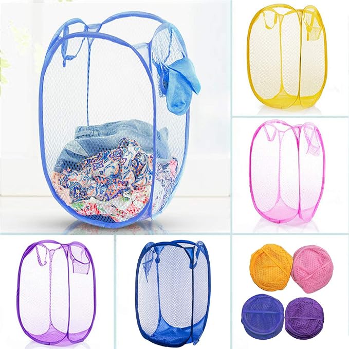 Qtopun Mesh Popup Laundry Hamper, 4 Pack Foldable Portable Dirty Clothes Basket - Image 2