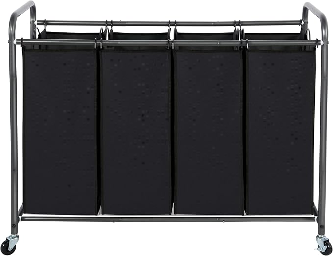 STO STO Laundry Sorter 4 Section, 4 Bag Clothes Hamper, Rolling Laundry Cart by STOSTO