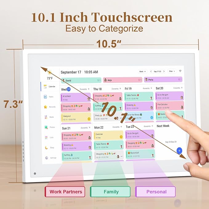 Smart Digital Calendar, 10.1"HD Touchscreen Electronic Desk Calendar & Chore - Image 7