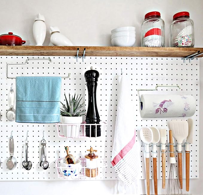 2 Pack Stainless Steel Pegboard Paper Towel Holder | Pegboard Hooks | Pegboard - Image 2