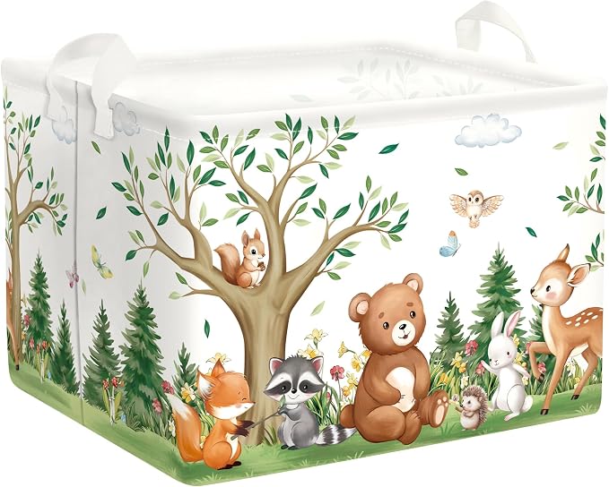 Forest Animals Laundry Hamper Woodland Tree Large Storage Basket Parents by HUUMONSS