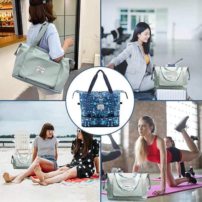 Large Capacity Foldable Travel Bag Expandable Portable Carry on Bag Dry&Wet - Image 2