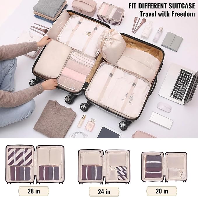 Compression Packing Cubes 7-Piece Set, Lightweight Travel Organizer Bags - Image 6