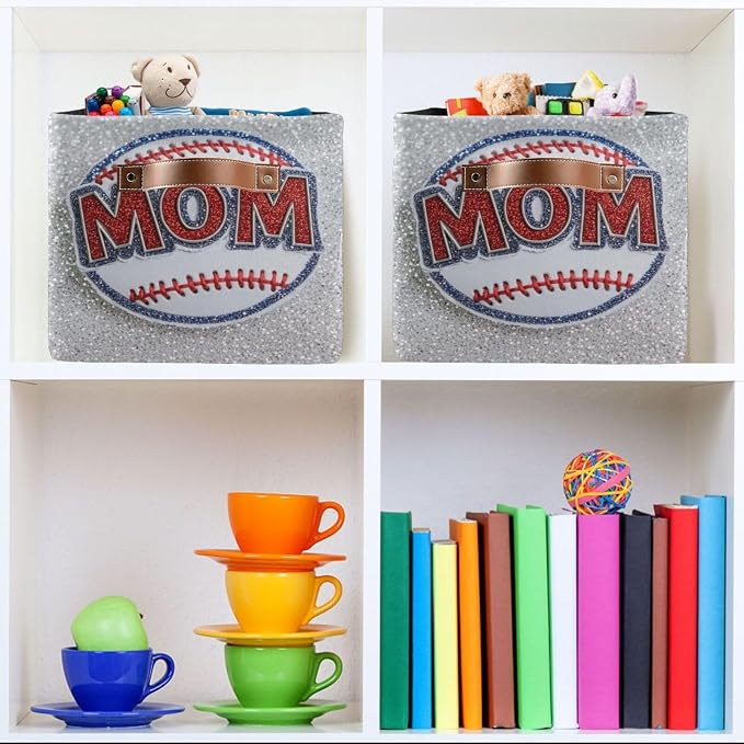 Baseball Silver White Rectangular Storage Bin Basket - Image 6