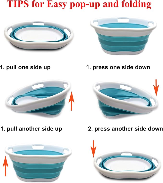 'SAMMART Set of 2-36L Collapsible Oval Laundry Basket-Foldable Storage - Image 7