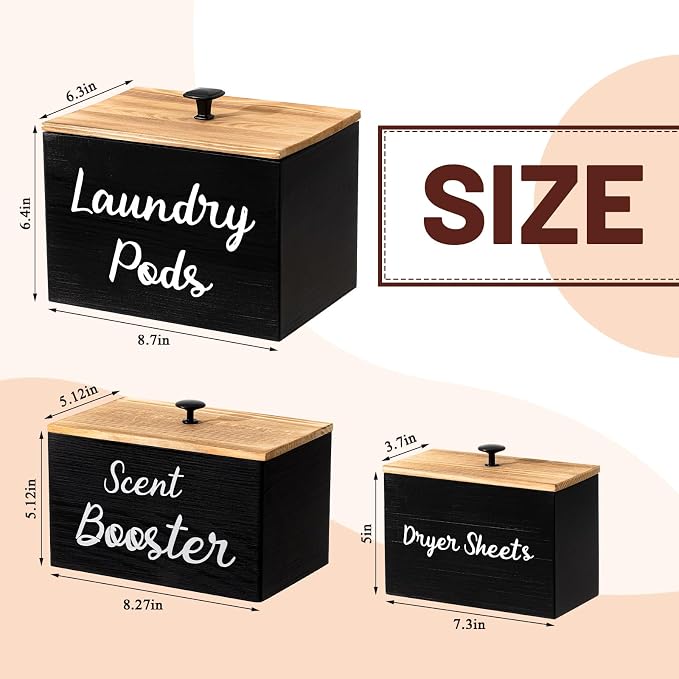 Dandat 3 Pcs Dryer Sheet Holder Laundry Pod Holder Scent Booster Container Set - Image 2