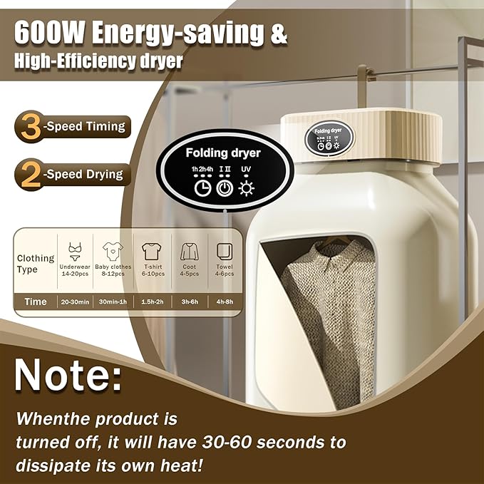Portable Clothes Dryer for Laundry, Mini Portable Dryer Machine - Image 4