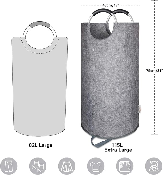 Heavy Duty Large Laundry Hamper Bag Collapsible, Tall Laundry Basket - Image 3