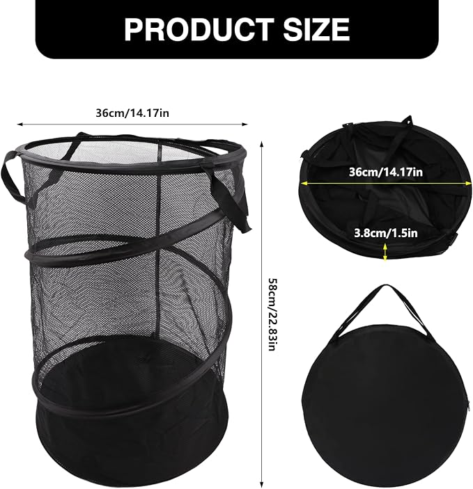 2 Pcs Mesh Pop up Collapsible Laundry Hampers, Popup Travel Laundry Basket - Image 2