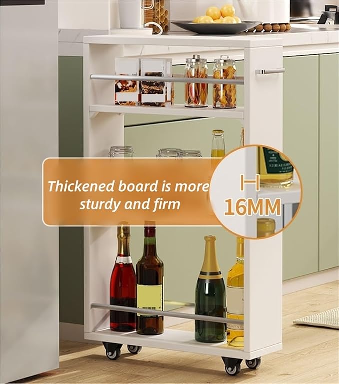 4 Tier Slim Rolling Storage Cart Narrow Rolling Utility Cart Kitchen Storage - Image 6