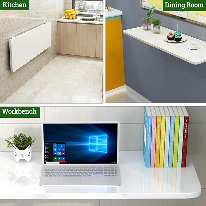 Folding Wall Mounted Table, Wooden Wall Kitchen Table & Dining Table Desk - Image 6