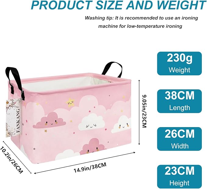 FANKANG Storage Bins, Nursery Hamper Canvas Laundry Basket Foldable - Image 2