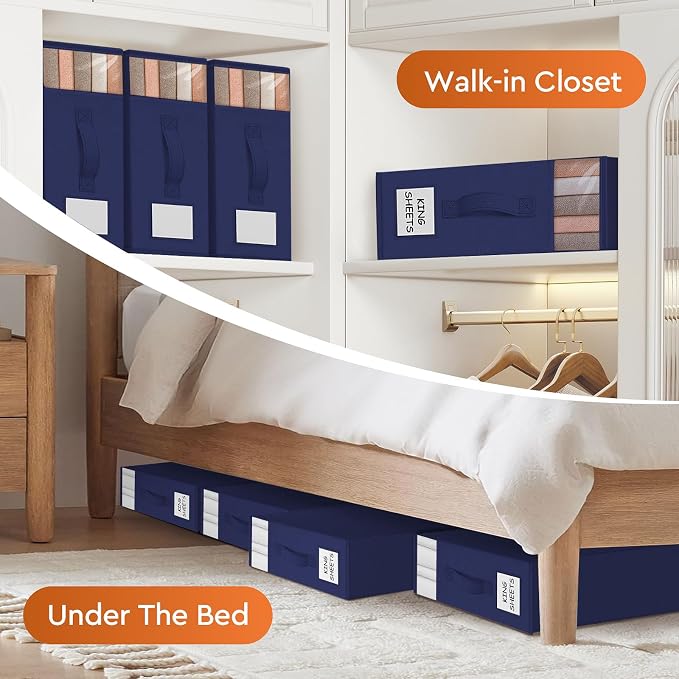 8 Pack Bed Sheet Closet Organizers and Storage, Sturdy Foldable Storage - Image 6