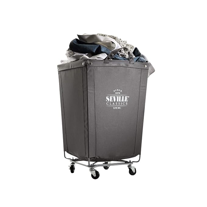 Seville Classics Large Commercial Heavy Duty Rolling Steel Frame Laundry Hamper - Image 7