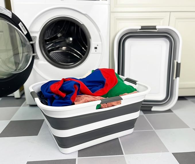 SAMMART Set of 2 Collapsible Plastic Laundry Basket/Organizer-Washing - Image 4