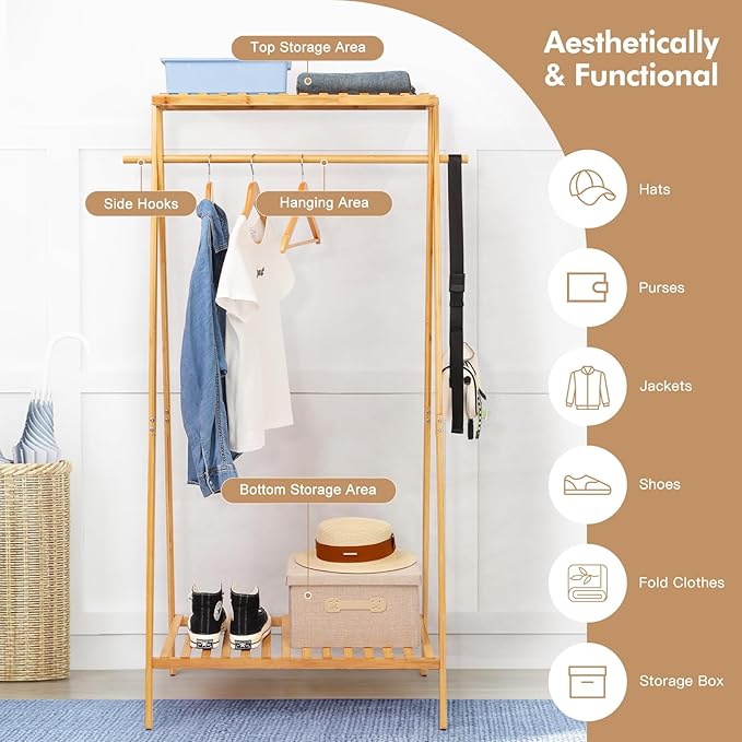 Bamboo Clothing Garment Rack - Image 2