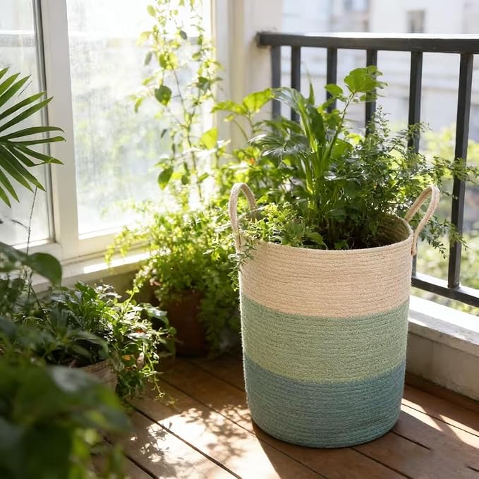 Laundry Basket, Woven Cotton Rope Laundry Hamper, 60L - Image 4