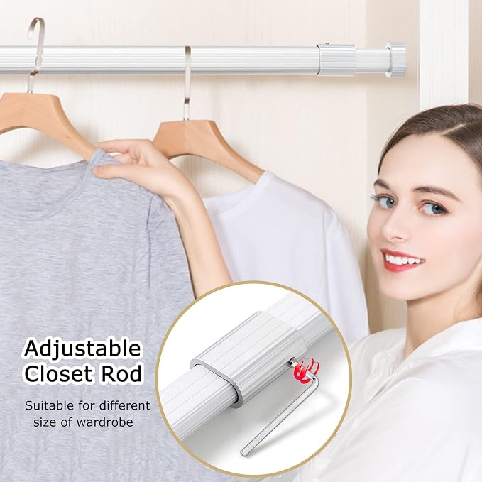 Silver Adjustable Closet Rod Extender, Laundry Pole - Image 2
