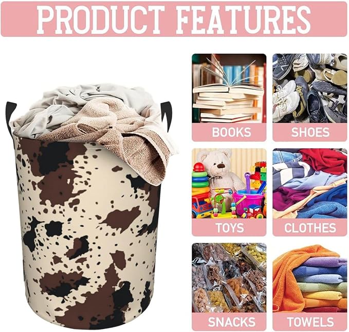 Cow Texture Laundry Hamper Bag - Image 8