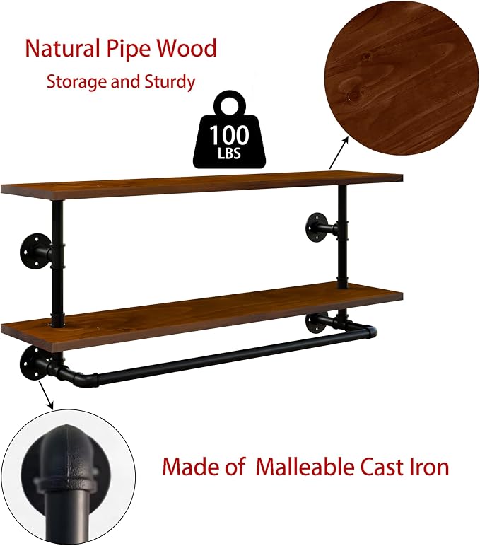 Clothes Rack 42in, Wall Mounted Garment Rack - Image 3