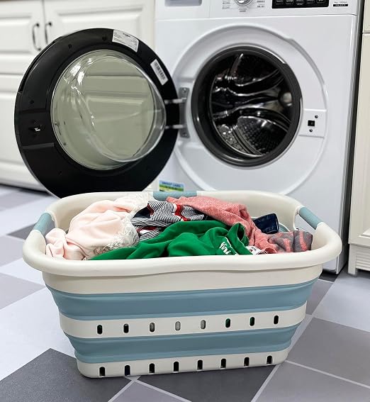 SAMMART 41L Collapsible 3 Handled Plastic Laundry Basket - Image 2
