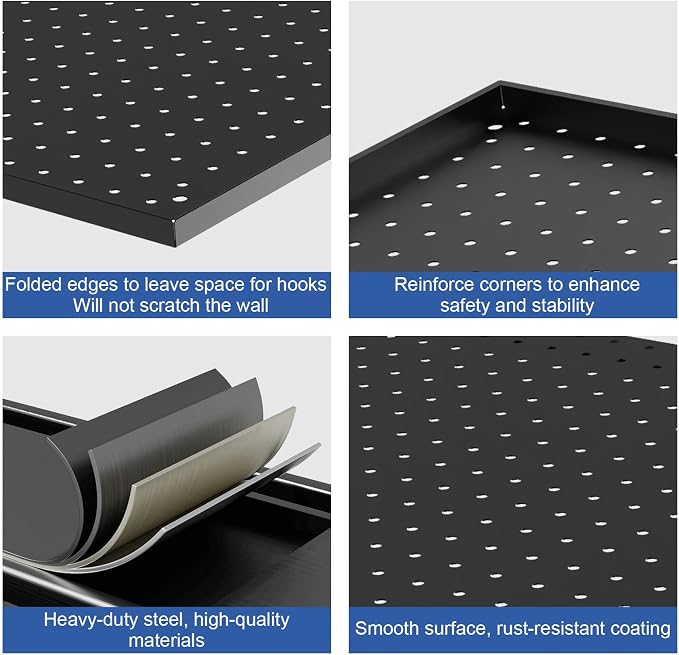 2 Pcs 24”×16”Metal Pegboard Panels, Heavy Duty Peg Boards - Image 5