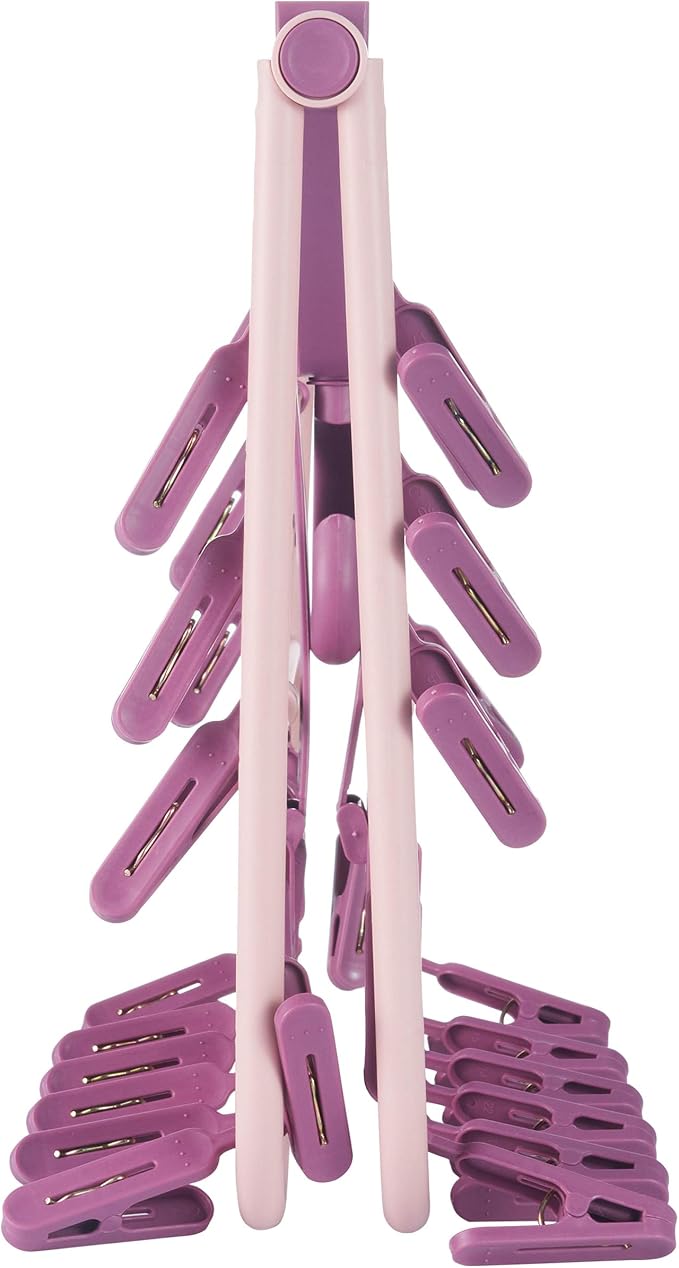 Foldable Clip Hangers with 32 Clothespin Drying Clips, Laundry Clip Drip Drying - Image 7